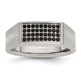 Sophia Jewelers Men's Stainless Steel Black CZ Ring with Polished & Brushed Finish